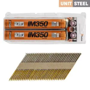 UnitSteel 34° IM350 Stripnagels 2,8x50 Ring/Gegalvaniseerd 5.000 stuks Incl. 2X Drijfstofcel
