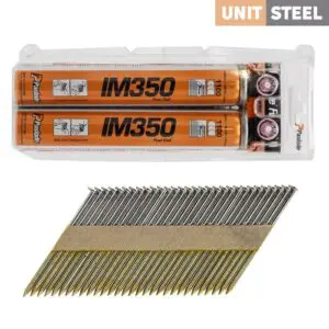 UnitSteel IM350 Stripnagels 2,8x50 Ring/RVS 3.000 stuks Incl. 2X Drijfstofcel